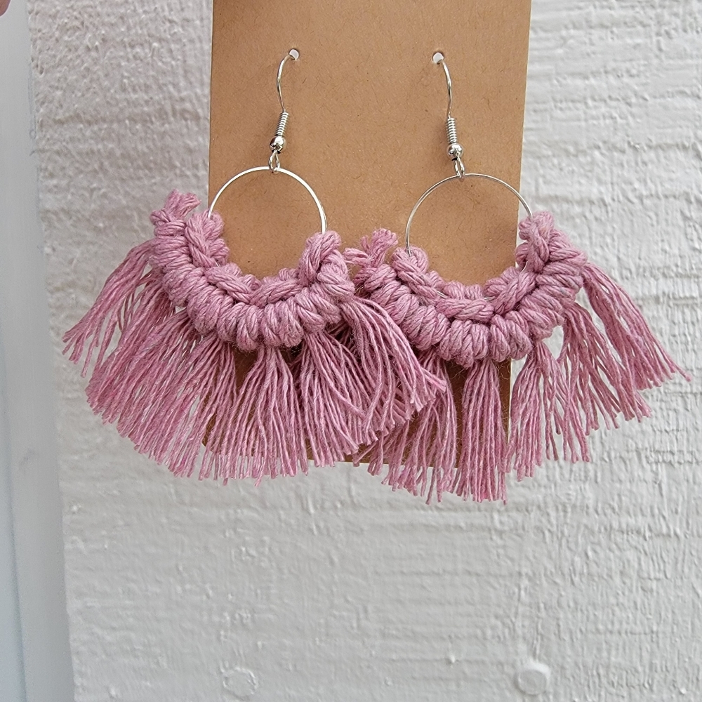 Assorted Color Macrame Earrings - Picture 3 of 6